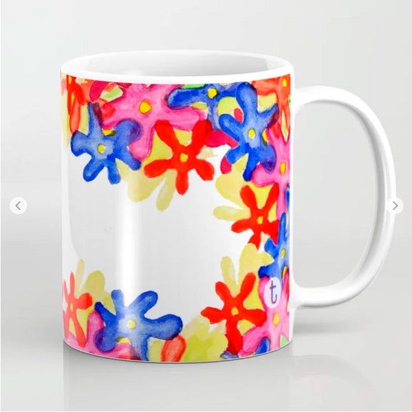 Taza perro y flores